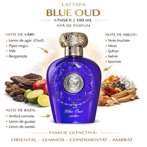 Lattafa Blue Oud, apă de parfum, 100 ml